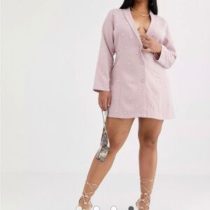 Plus size pearl detail blazer